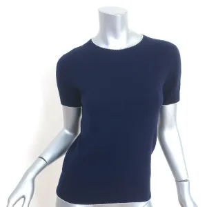 The Row Kurzarm-Strickpullover mit Marineblauen Kanten in Größe S