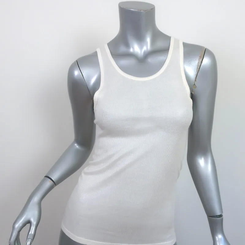 The Row Tanktop Elfenbein Halbdurchsichtig Rippen-Jersey Größe S