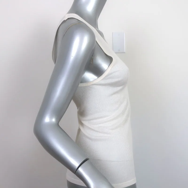 The Row Tanktop Elfenbein Halbdurchsichtig Rippen-Jersey Größe S