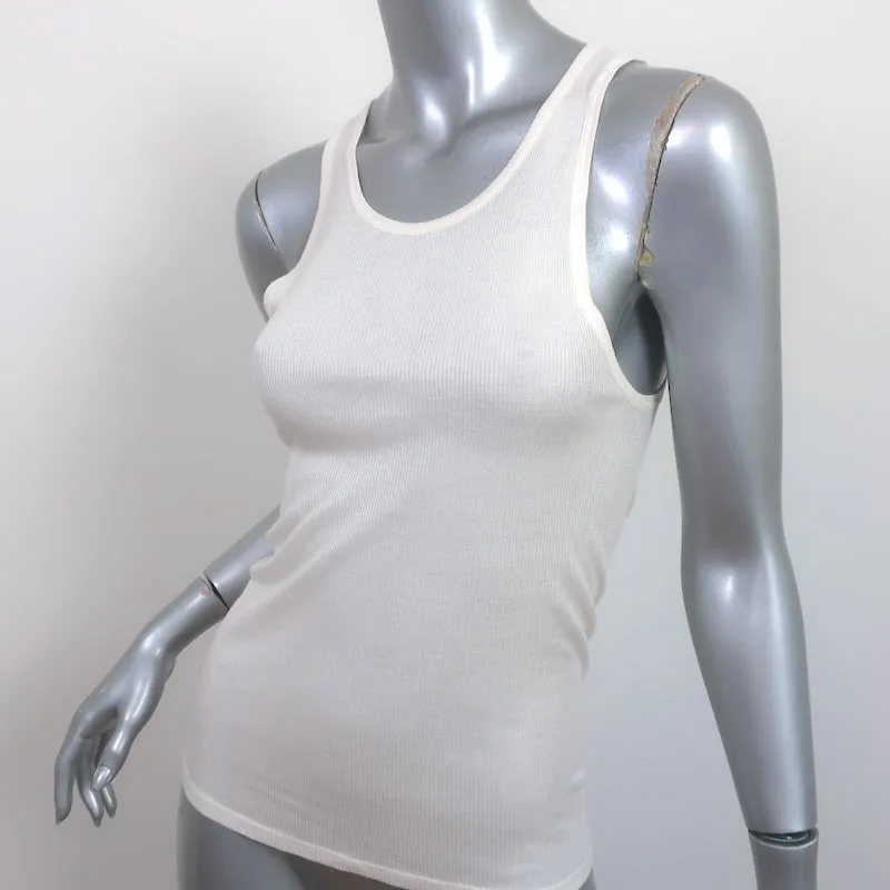 The Row Tanktop Elfenbein Halbdurchsichtig Rippen-Jersey Größe S