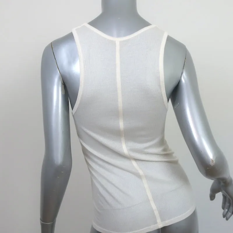 The Row Tanktop Elfenbein Halbdurchsichtig Rippen-Jersey Größe S