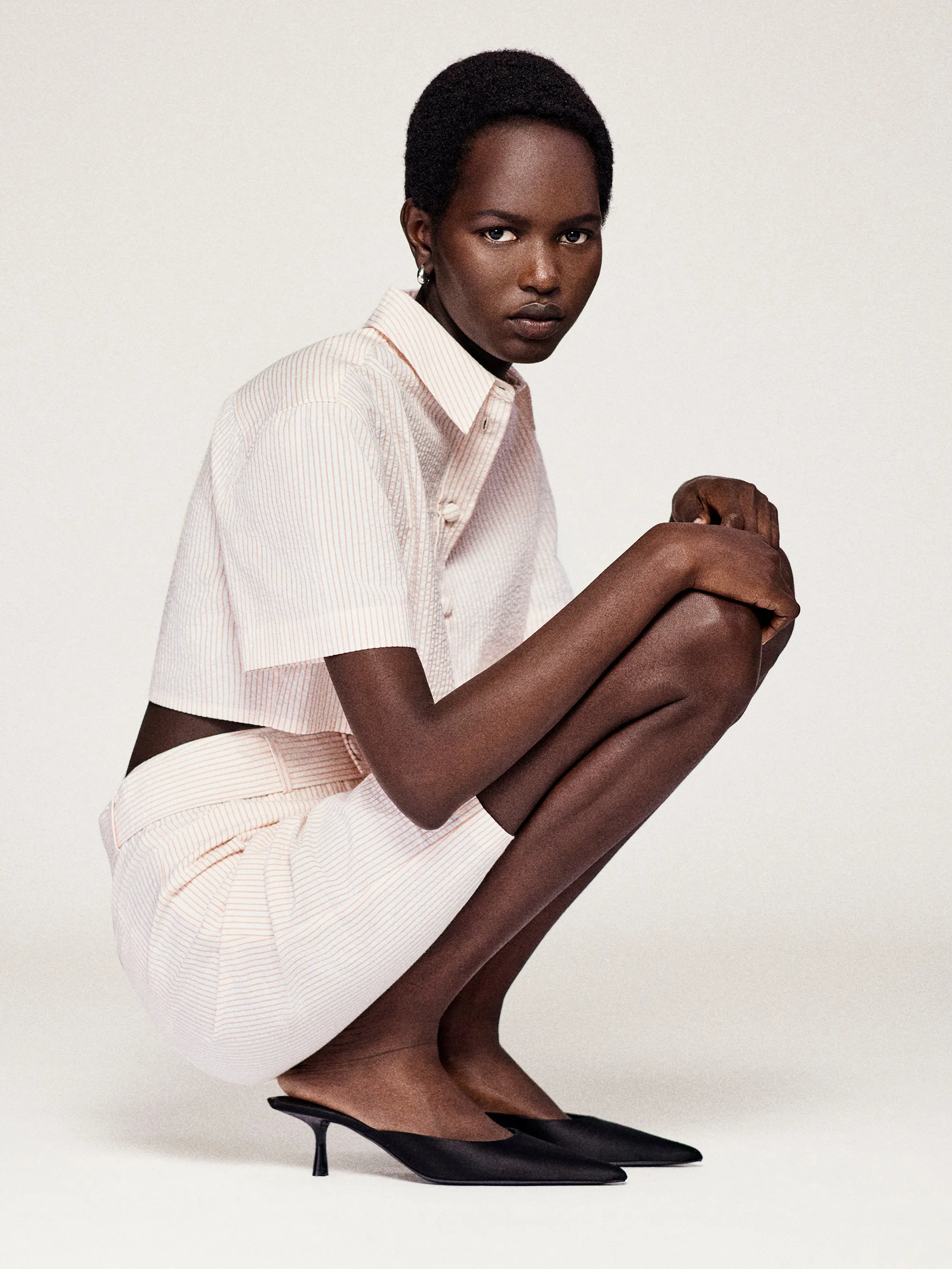 Das Seersucker Cropped Shirt -- Azalea Multi