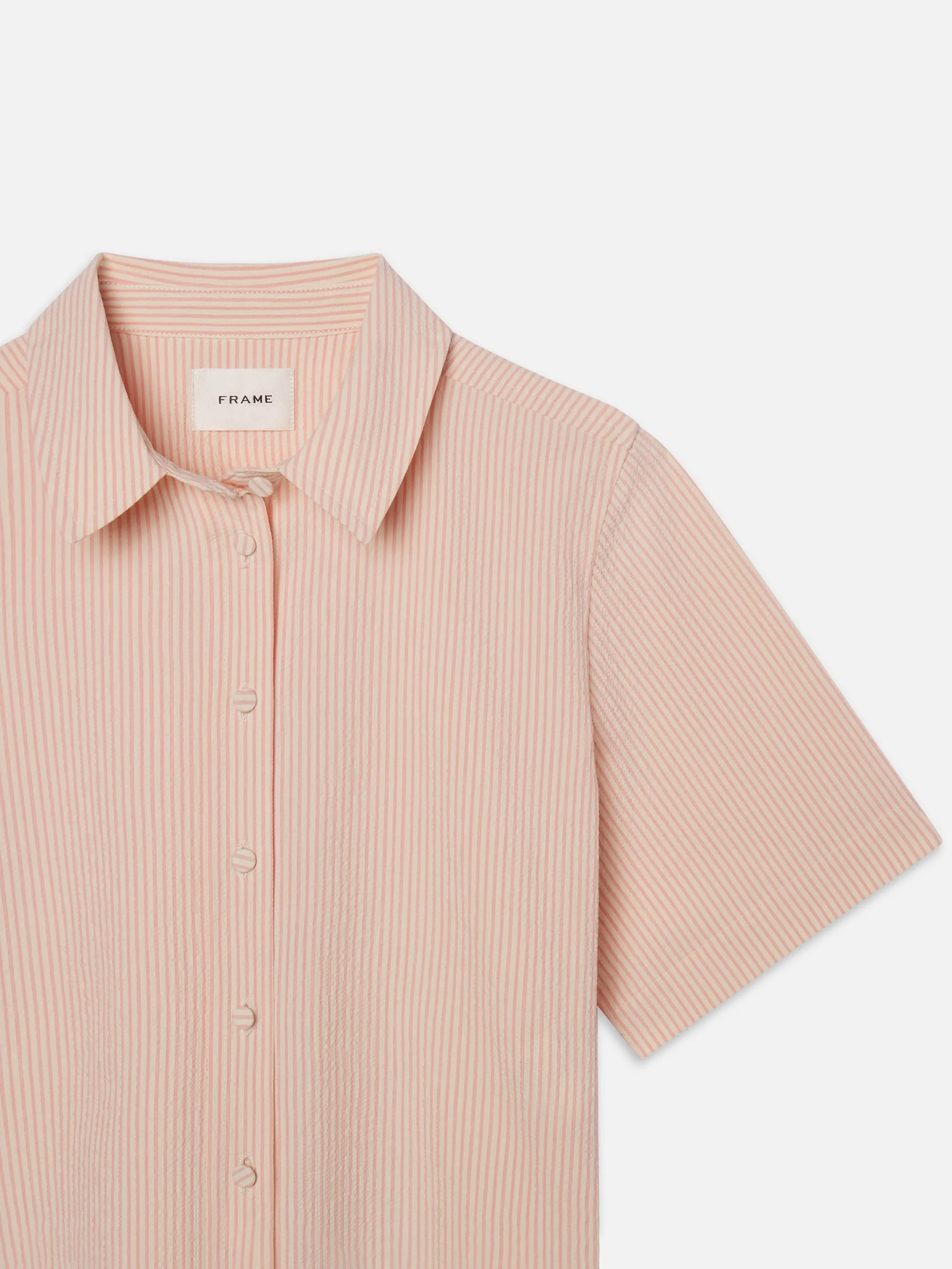 Das Seersucker Cropped Shirt -- Azalea Multi