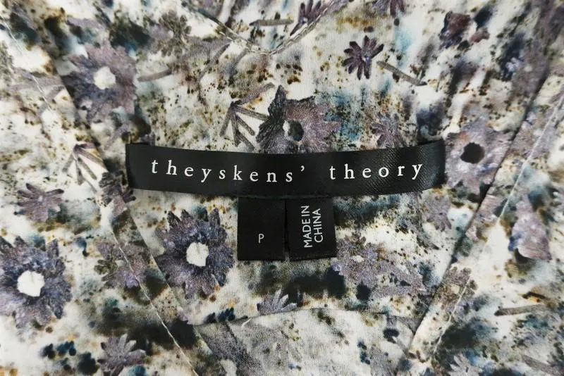 Theyskens' Theory Tanktop Tirty Blumenprint Seide Größe Petite High-Low Bluse