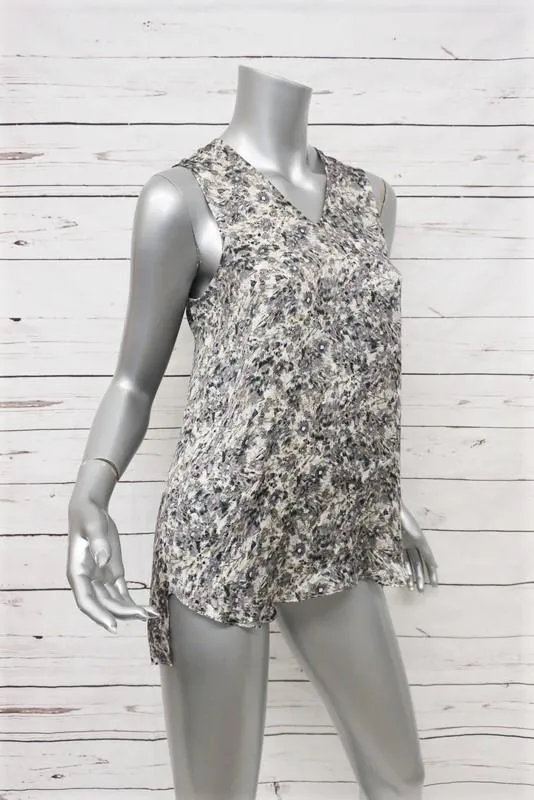 Theyskens' Theory Tanktop Tirty Blumenprint Seide Größe Petite High-Low Bluse
