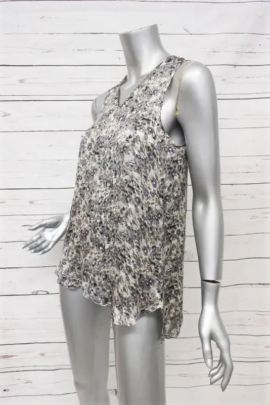Theyskens' Theory Tanktop Tirty Blumenprint Seide Größe Petite High-Low Bluse