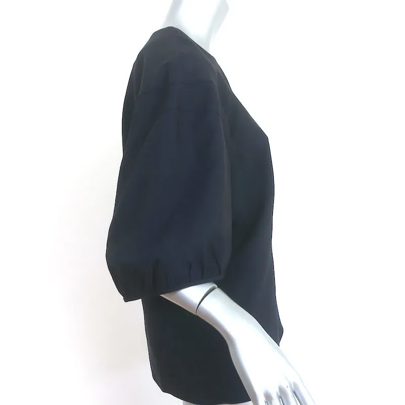 Tibi Ballonärmel-Bluse Marineblau Krepp Größe 6 Rundhalsbluse