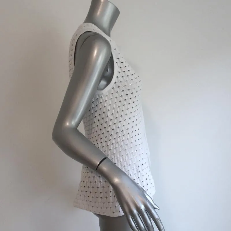 Timo Weiland Asymmetrisches Top Weiß Mesh Strick Größe Extra Small NEU