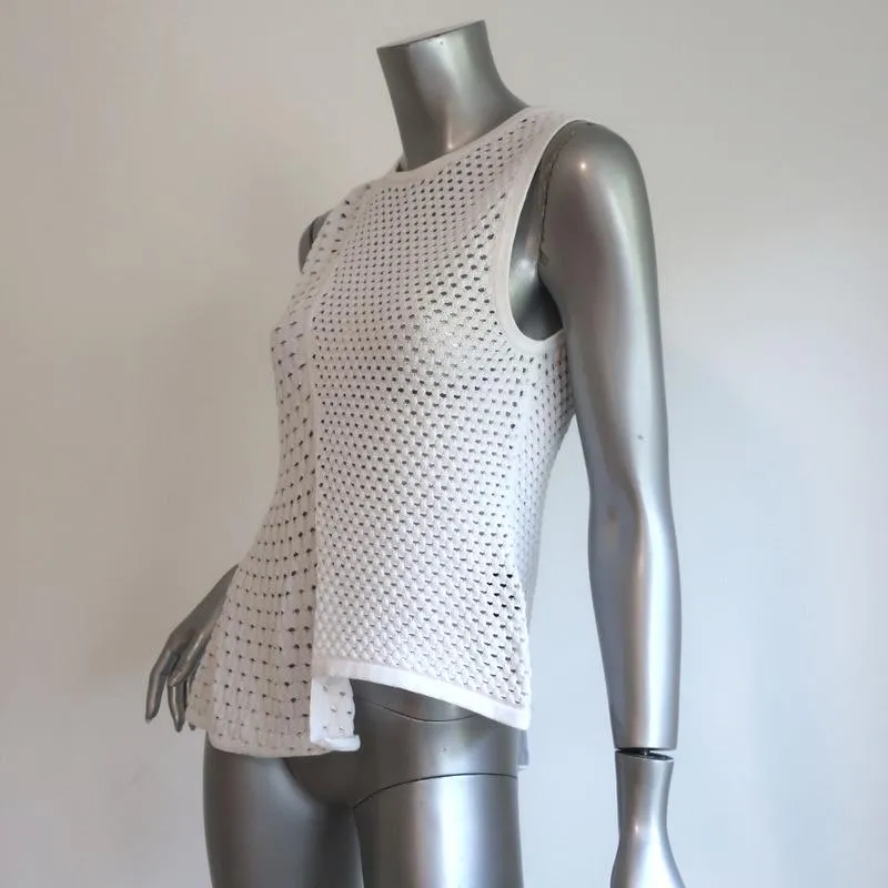Timo Weiland Asymmetrisches Top Weiß Mesh Strick Größe Extra Small NEU