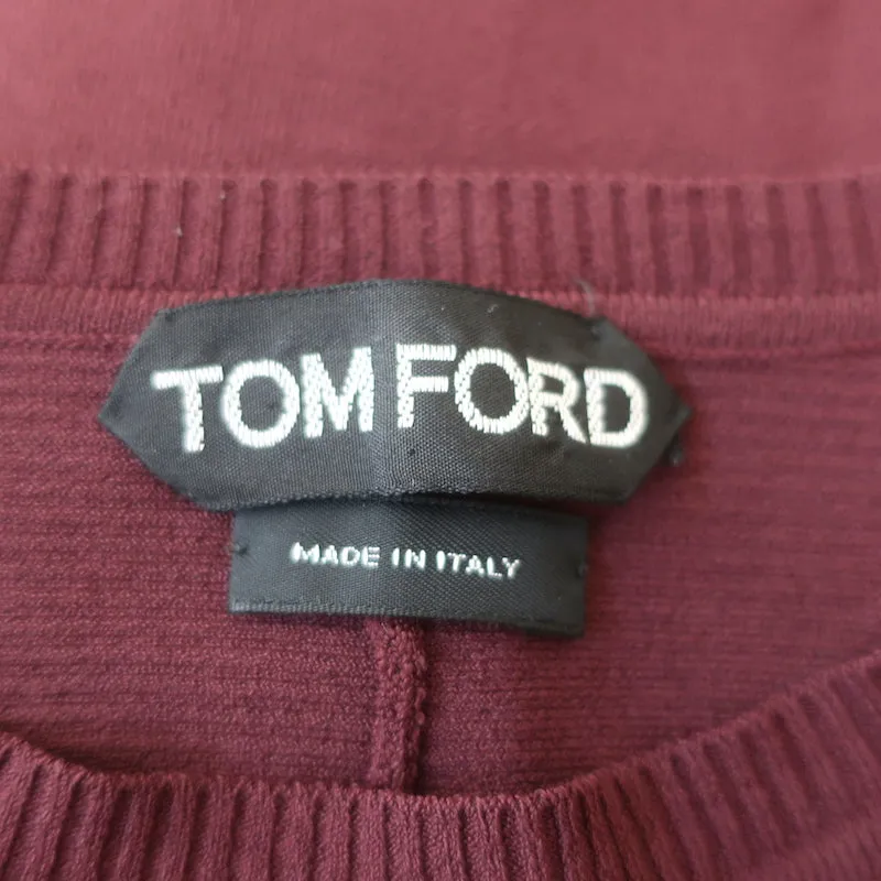 Tom Ford Langarmoberteil Burgunderrot Stretch-Jersey Größe S