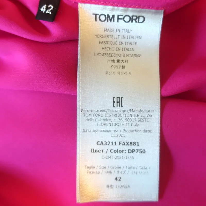 Tom Ford Übergroßes Satinhemd Knallrosa Seidenmix Größe 42 Langarmbluse