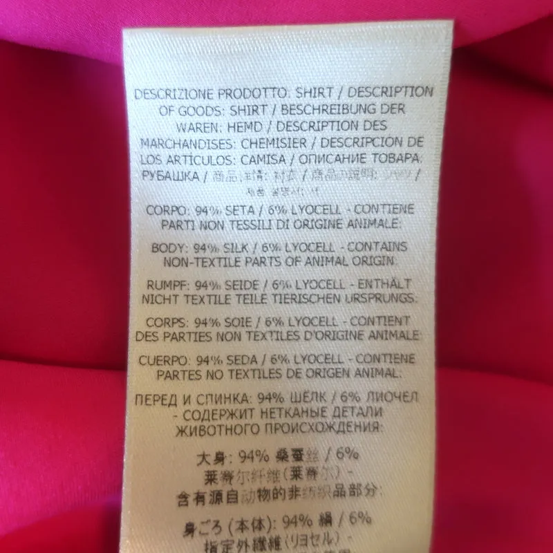 Tom Ford Übergroßes Satinhemd Knallrosa Seidenmix Größe 42 Langarmbluse