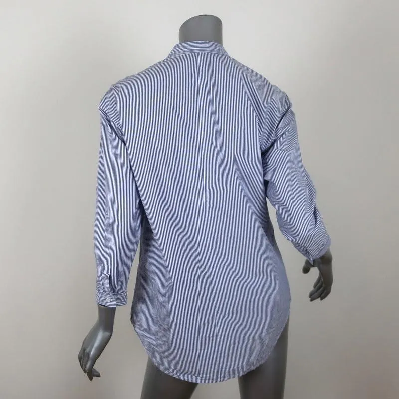 Trouve Gestreiftes Shirt Blau/Weiß Baumwolle Größe Extra Small Langarm Tunika Top