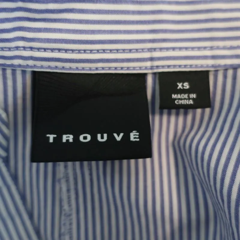 Trouve Gestreiftes Shirt Blau/Weiß Baumwolle Größe Extra Small Langarm Tunika Top