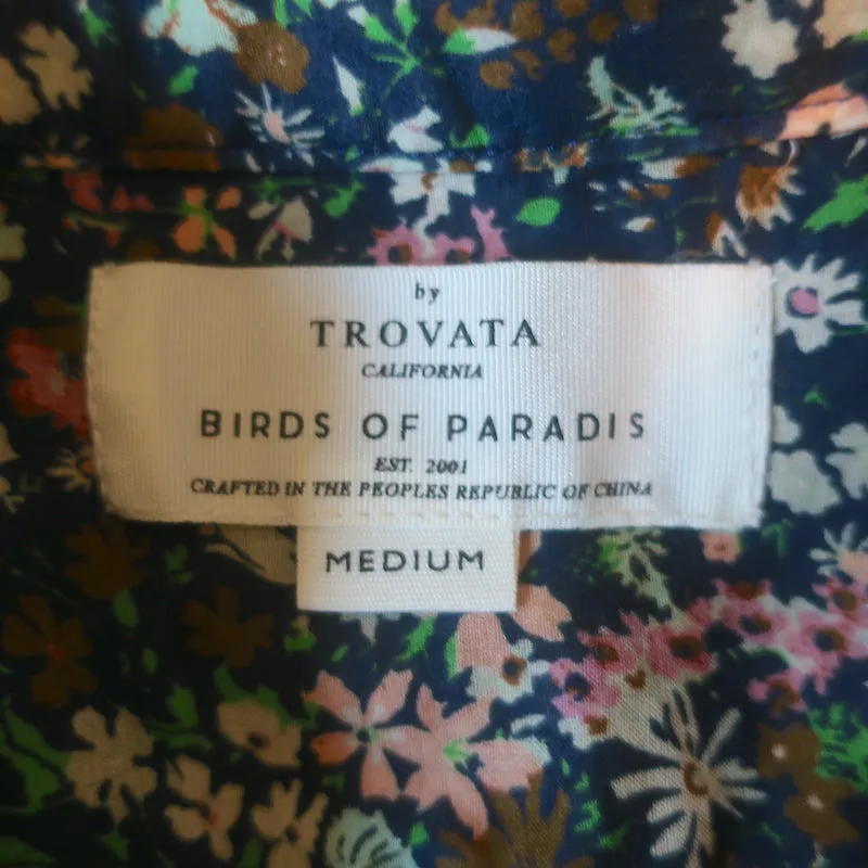 Trovata Birds Of Paradise Brett Ärmelbluse mit Flatterärmeln Marine Blumenprint Größe M