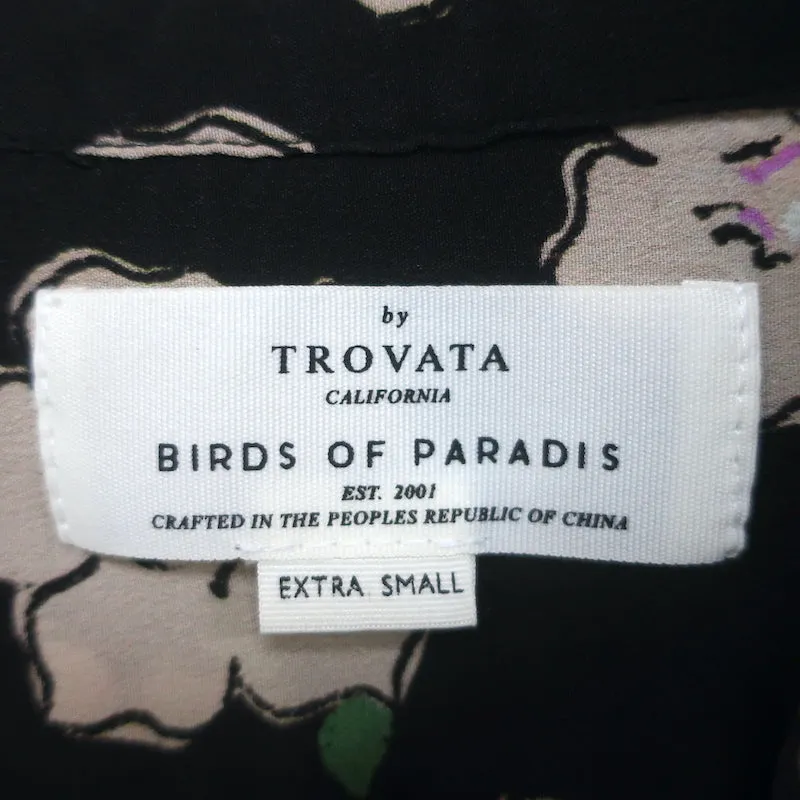 Trovata Birds of Paradise Quincy Bluse Schwarz Gardenien-Druck Größe XS