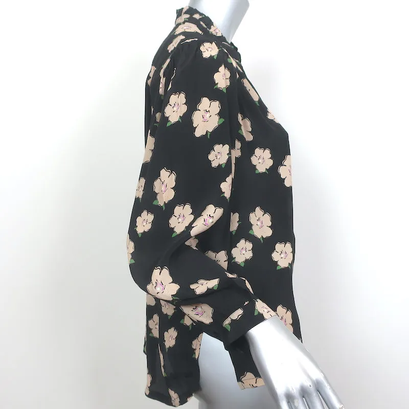 Trovata Birds of Paradise Quincy Bluse Schwarz Gardenien-Druck Größe XS