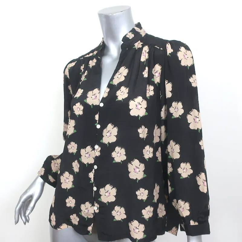 Trovata Birds of Paradise Quincy Bluse Schwarz Gardenien-Druck Größe XS