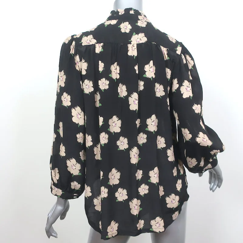 Trovata Birds of Paradise Quincy Bluse Schwarz Gardenien-Druck Größe XS