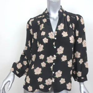 Trovata Birds of Paradise Quincy Bluse Schwarz Gardenien-Druck Größe XS