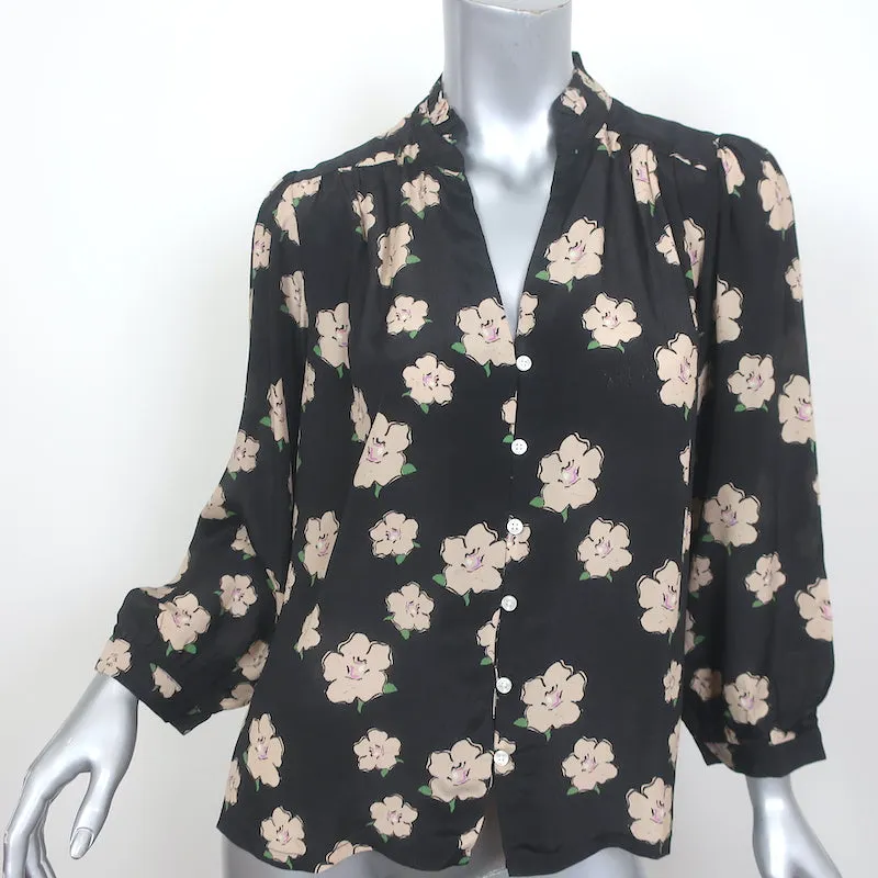 Trovata Birds of Paradise Quincy Bluse Schwarz Gardenien-Druck Größe XS