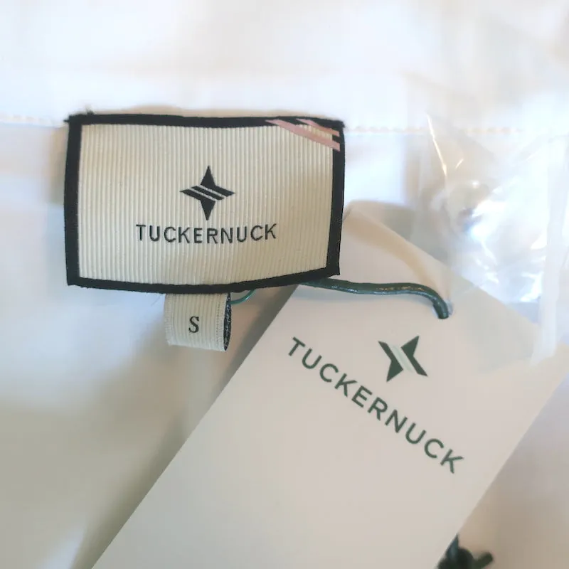 Tuckernuck Willow Perlmutt-Imitat-Knopfbluse Weiß Stretch-Baumwolle Größe S NEU