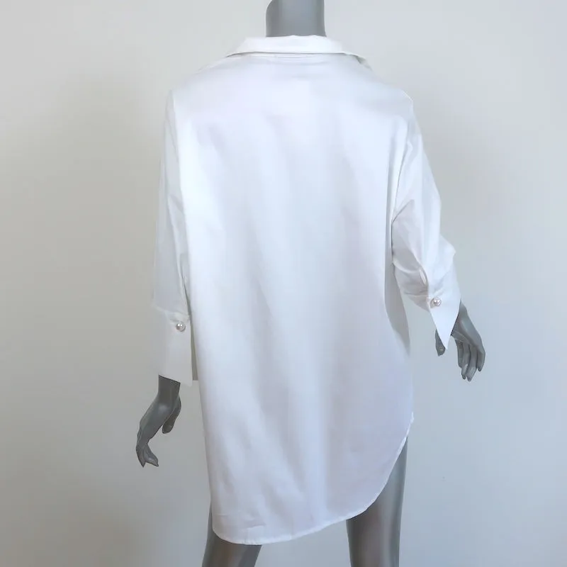 Tuckernuck Willow Perlmutt-Imitat-Knopfbluse Weiß Stretch-Baumwolle Größe S NEU