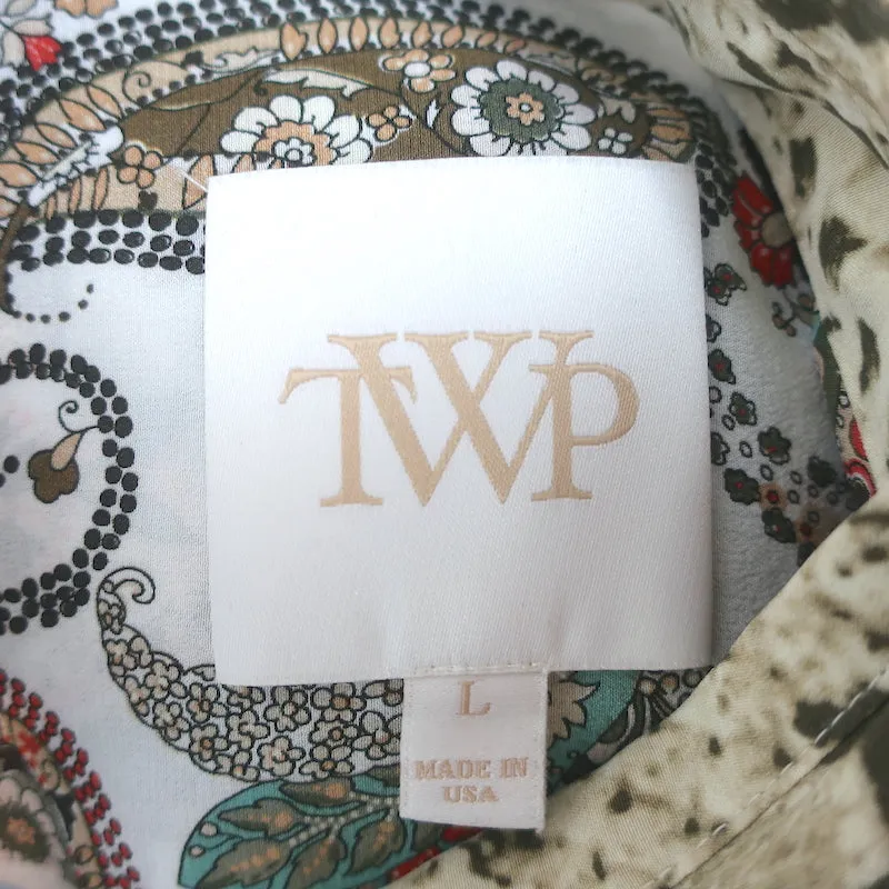 TWP Boyfriend PJ Hemd Paisley & Schlangenhaut Druck Seide Größe Large Langarm Top