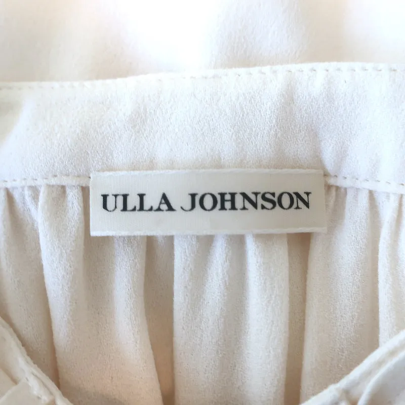 Ulla Johnson Clemens Bluse mit Krawattenverschluss Creme Crêpe Größe 2 Langarmtop