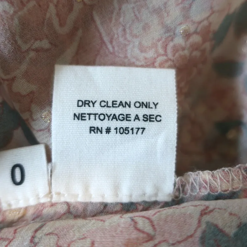 Ulla Johnson Colette Bluse Hellrosa Lurex Blumenmuster Seide Größe 0