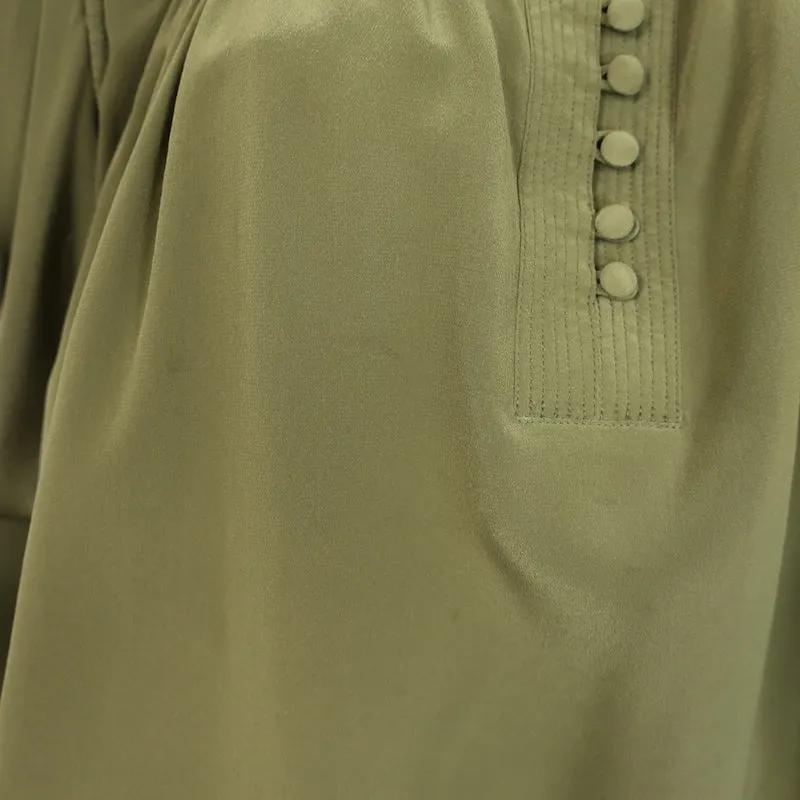 Ulla Johnson Lela Puffärmel-Bluse in Olivgrün aus Seide, Größe 10