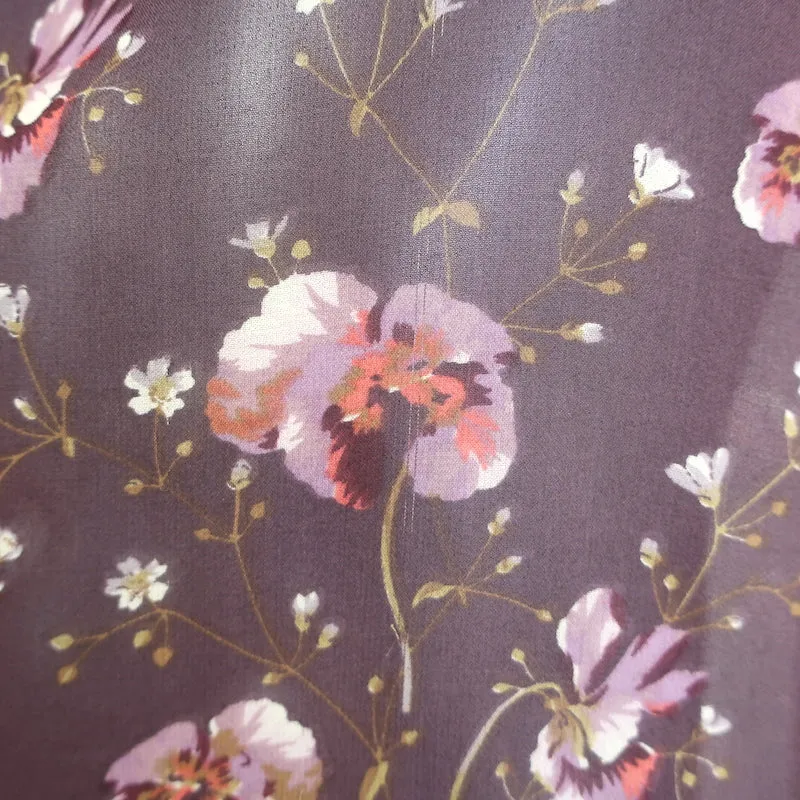 Ulla Johnson Mimi Bluse mit Krawattenverschluss Pflaumenblüten-Druck Seide Größe 2 Langarmtop