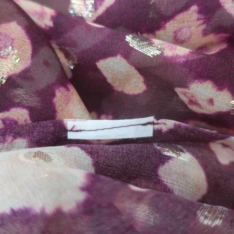 Ulla Johnson Sandrine Bluse Bordeaux Gedruckter Chiffon Größe 2 Langarm Top
