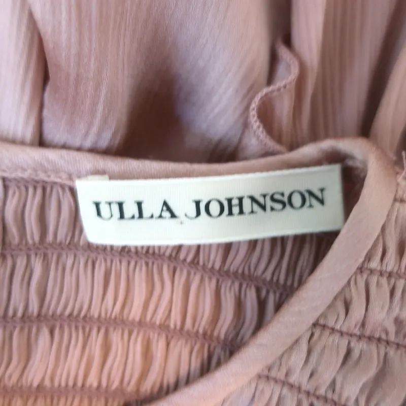 Ulla Johnson Winnie Rüschenbluse Rosé Satin Größe 0 Bluse mit Flatterärmeln