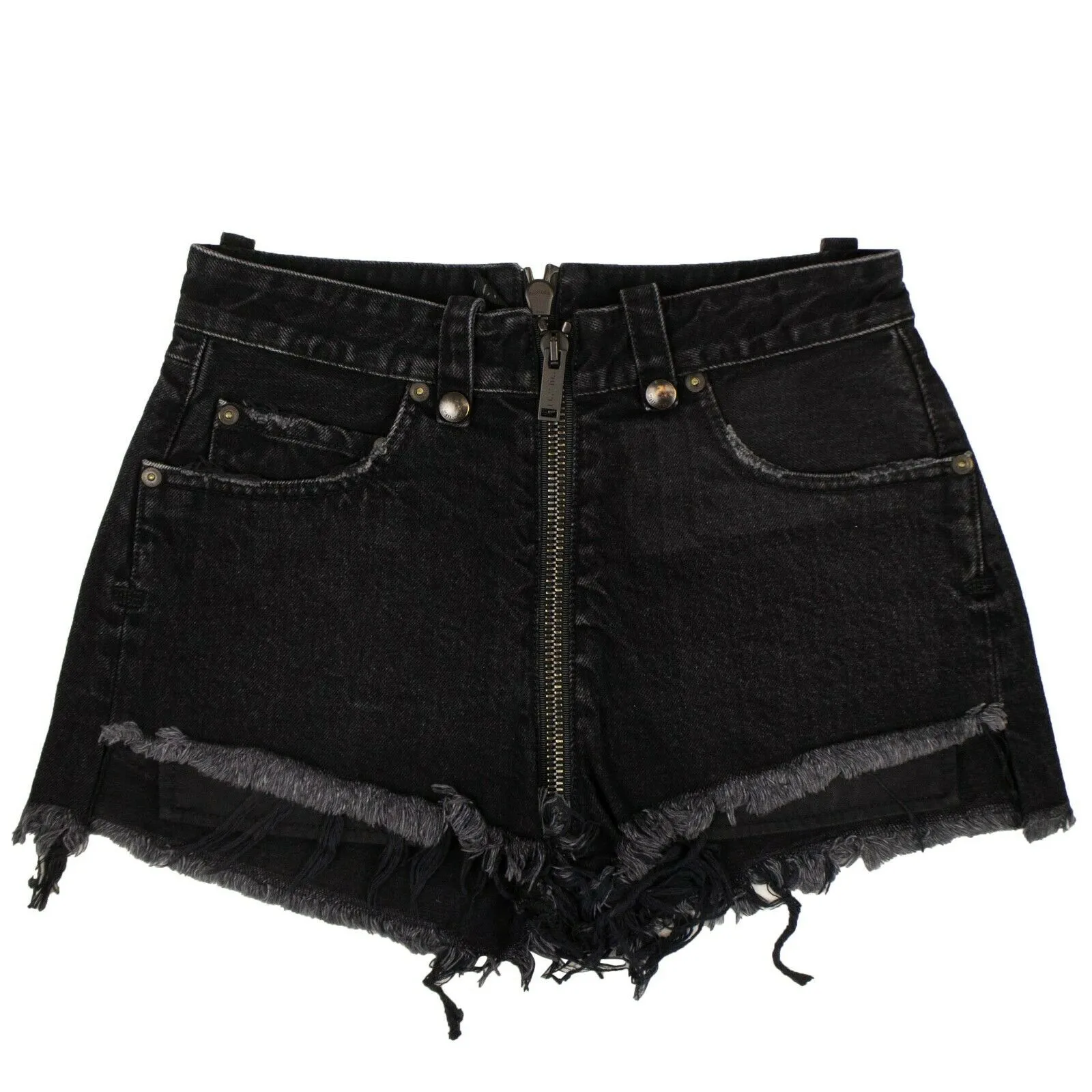 Unravel Project Denim Shorts mit ausgefranstem Saum - Schwarz
