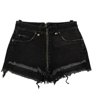 Unravel Project Denim Shorts mit ausgefranstem Saum - Schwarz