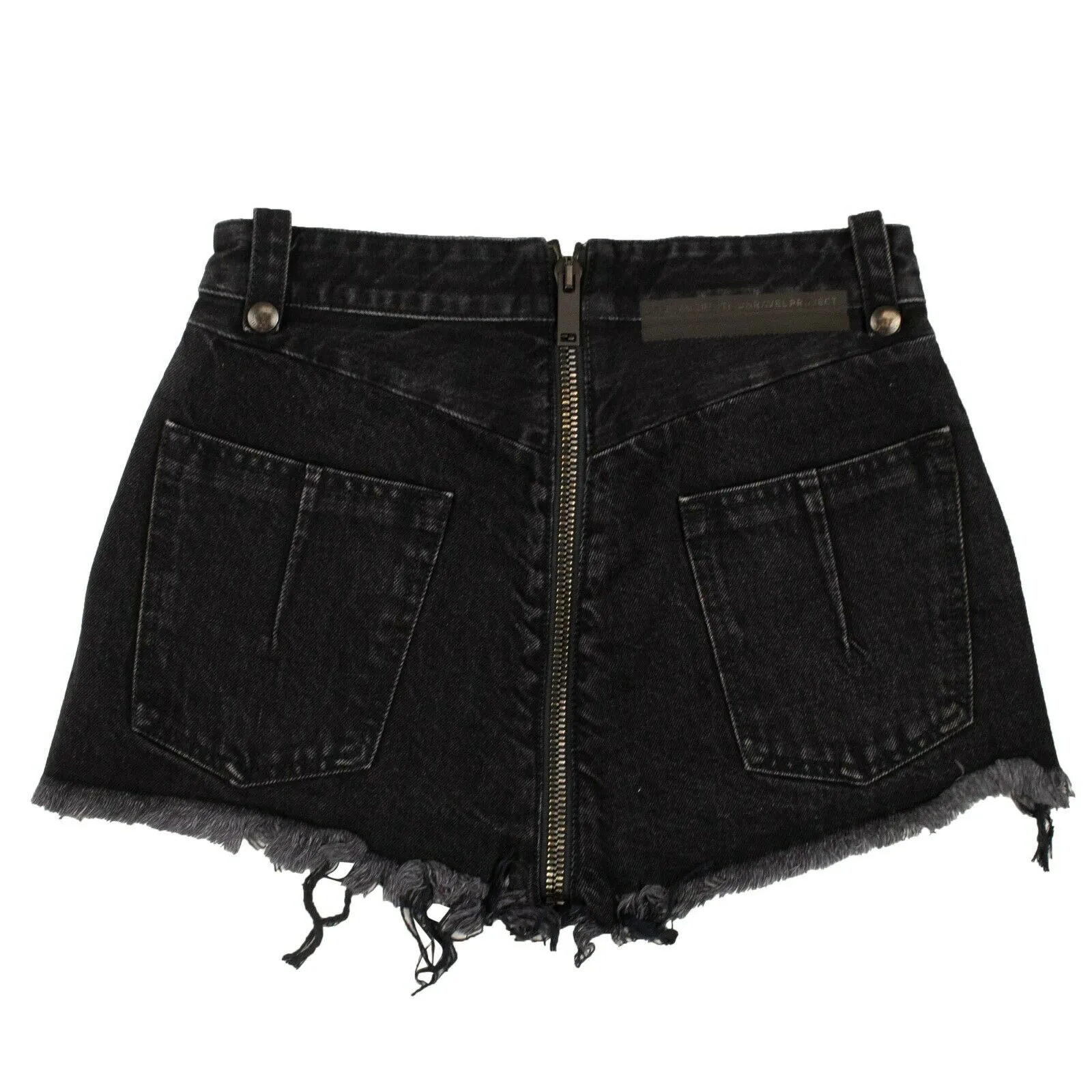 Unravel Project Denim Shorts mit ausgefranstem Saum - Schwarz
