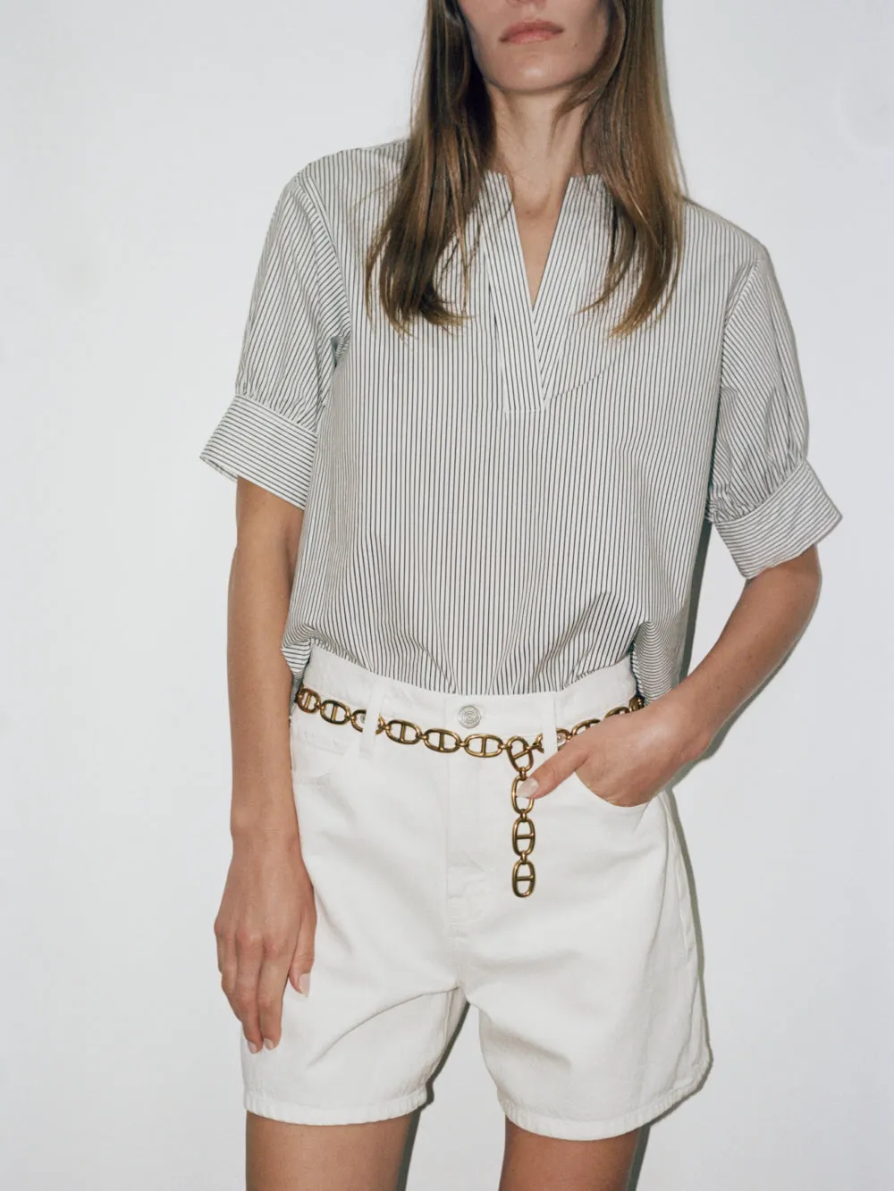 V-Ausschnitt Popover Top -- Marine Multi