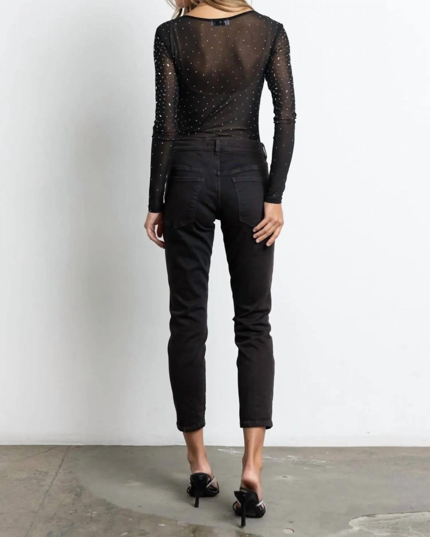 Vegas Pailletten-Bodysuit in Schwarz