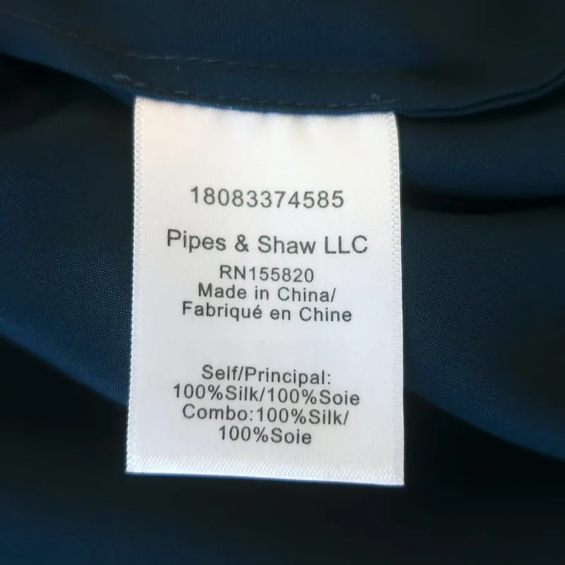 Veronica Beard Bluse mit Schleifenrücken Chilton Marineblau Seiden Satin Größe 10 Langarm Top