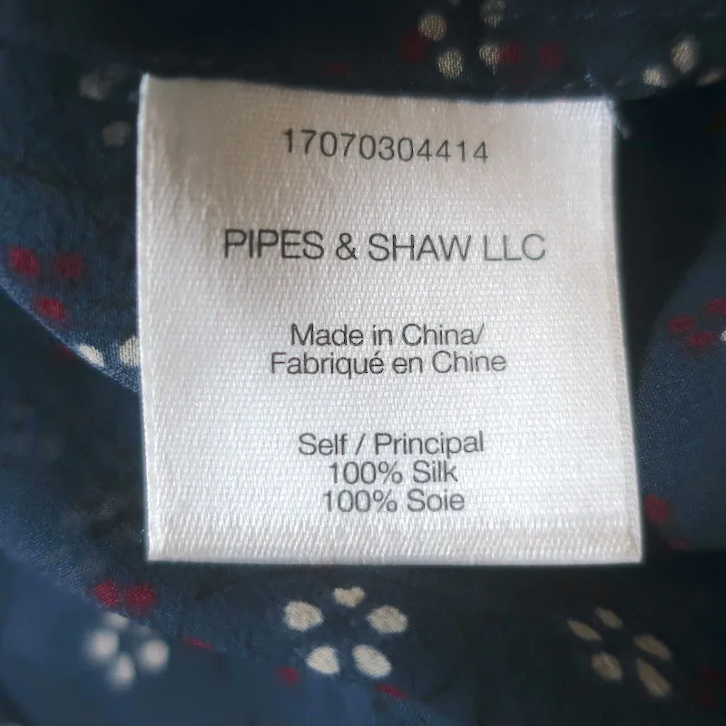 Veronica Beard Finley Rüschen-Bluse mit Krawattenverschluss Marine Blumenprint Chiffon Größe 0