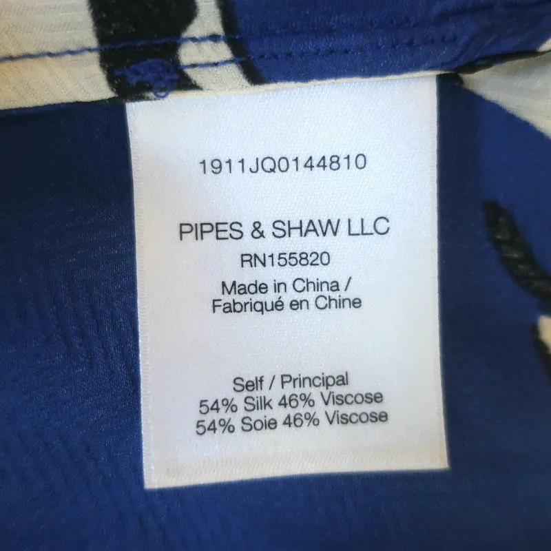 Veronica Beard Mailand Top Blau Blumenmuster Seiden-Mix Größe 10 Puffärmel Bluse