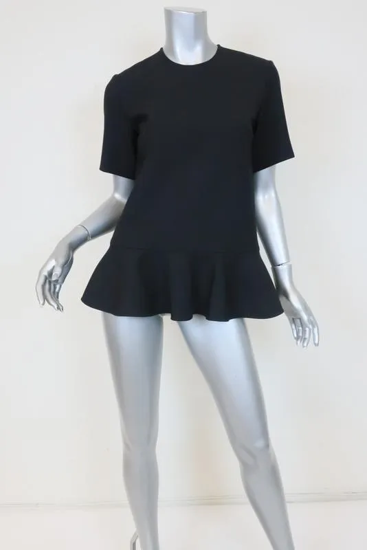 Victoria Victoria Beckham Peplum Top Schwarz Wollmix Größe 2 Kurzarmbluse
