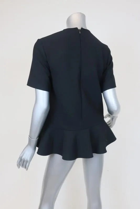 Victoria Victoria Beckham Peplum Top Schwarz Wollmix Größe 2 Kurzarmbluse