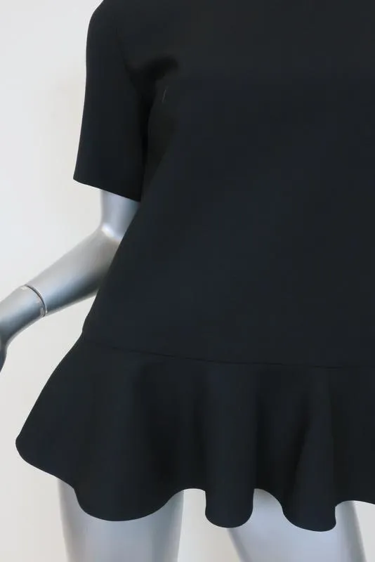 Victoria Victoria Beckham Peplum Top Schwarz Wollmix Größe 2 Kurzarmbluse