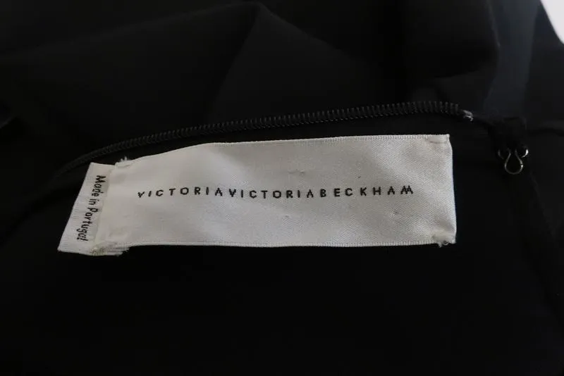 Victoria Victoria Beckham Peplum Top Schwarz Wollmix Größe 2 Kurzarmbluse