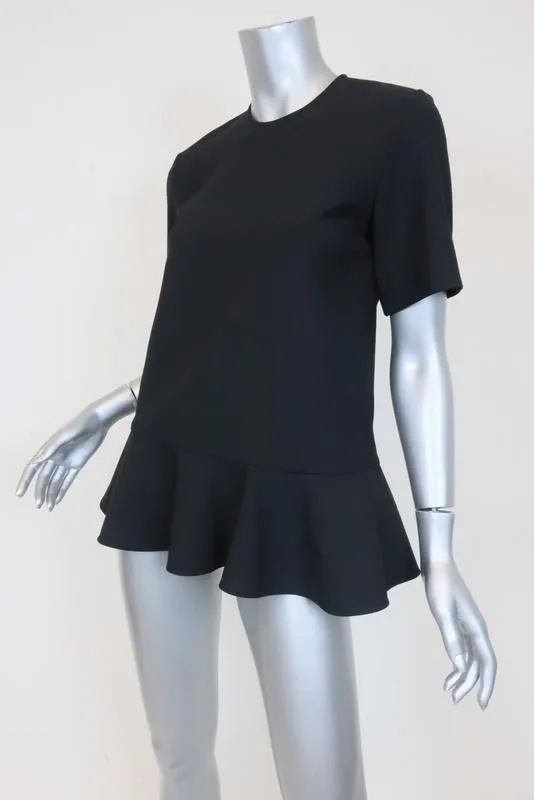 Victoria Victoria Beckham Peplum Top Schwarz Wollmix Größe 2 Kurzarmbluse
