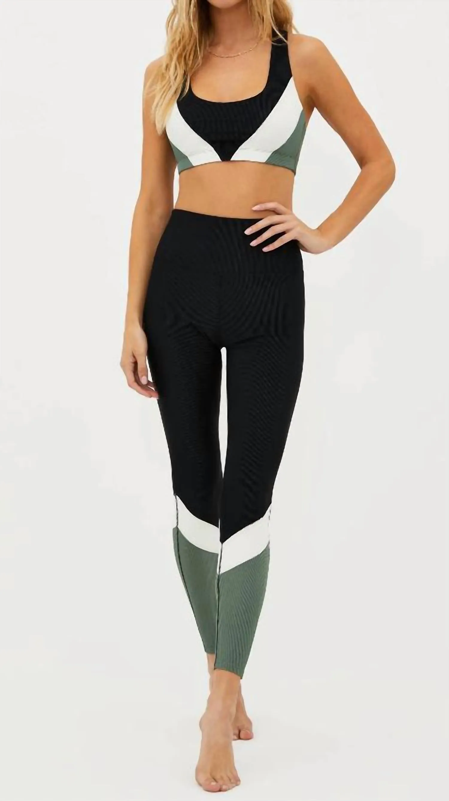 Vienna Legging in Schwarz/ Salbei/ Silberreiher
