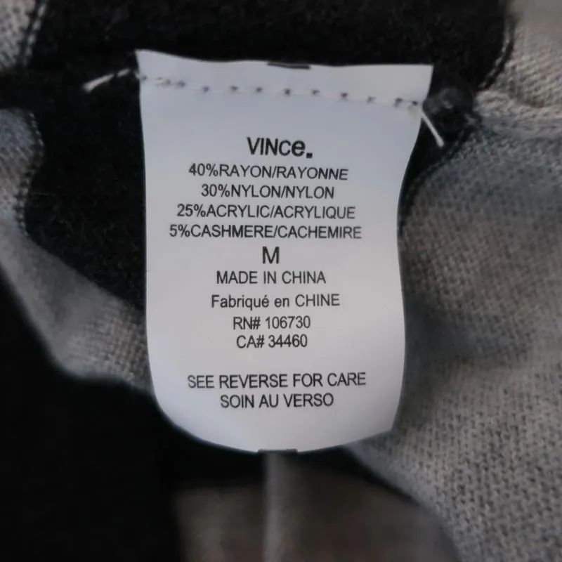 Vince Gestreiftes Strickoberteil Grau Kaschmir-Mix Größe Mittel Kurzarm Pullover