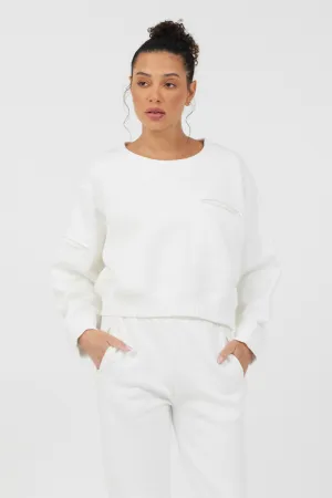 Weißes Essential Fleece Crewneck